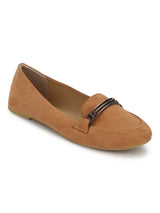 Tan Chain Loafer Flats