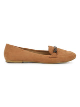 Tan Chain Loafer Flats