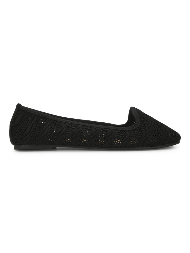 Black Knitted Belly Flats