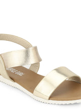 Gold Ankle Strap Slip-on Sandals