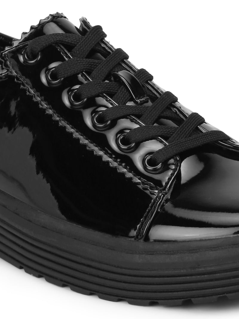 Black Patent Lace-Up Creeper Shoes