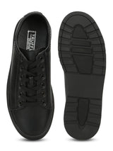 Black PU Lace-Up Creeper Shoes