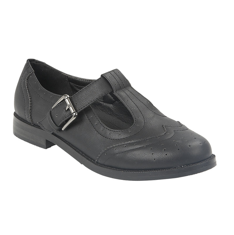 Black Pu Flat Shoes