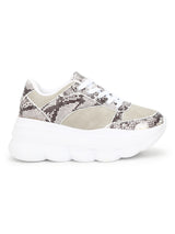 Stone Snake Cleated Bottom Platform Lace-up Chunky Sneakers