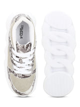 Stone Snake Cleated Bottom Platform Lace-up Chunky Sneakers
