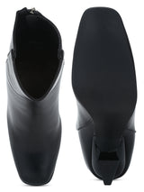 Black Pu Zipper Ankle Length Boots