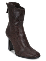 Brown Snake Zipper Ankle Length Boots