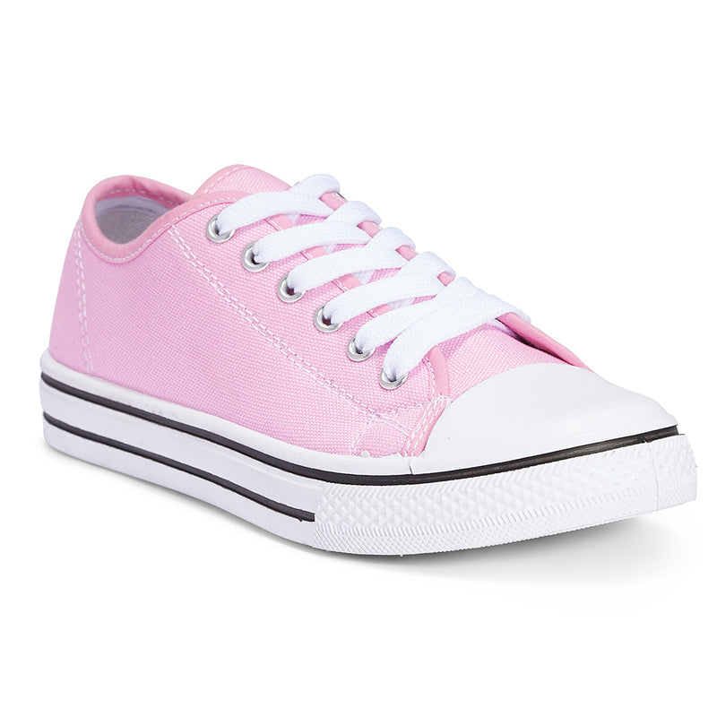 Baby Pink Flat Casual Lace Up Sneaker