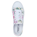 Beige Flower Flat Casual Lace Up Sneaker