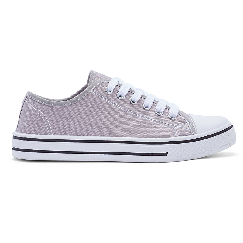 Grey White Flat Casual Lace Up Sneaker