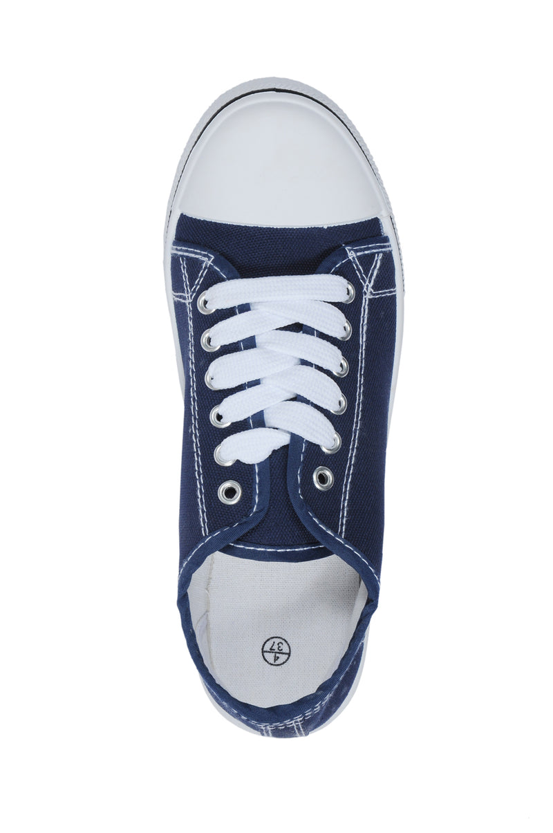 Navy Flat Casual Lace Up Sneaker