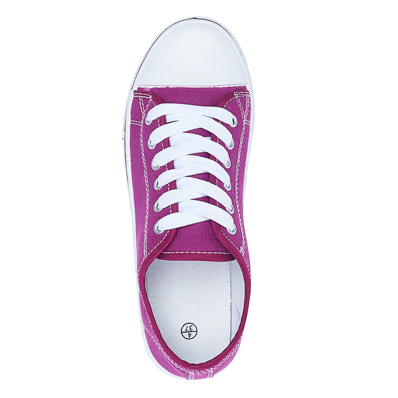 Purple White Flat Casual Lace Up Sneaker