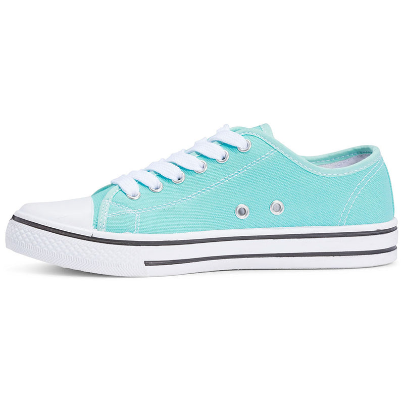 Turquoise White Flat Casual Lace Up Sneaker