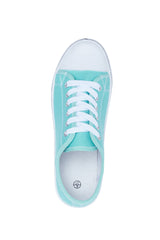 Turquoise White Flat Casual Lace Up Sneaker