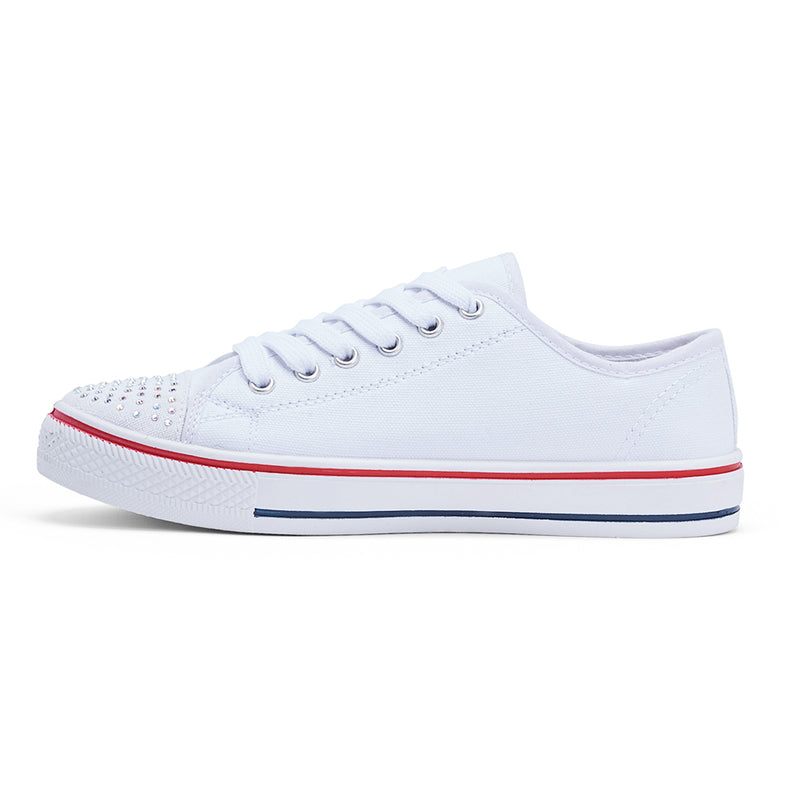 White Canvas Flat Casual Lace Up Sneaker