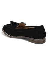 Black Suede Tassel Loafer Flats