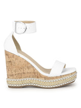 White PU Embellished Wedges