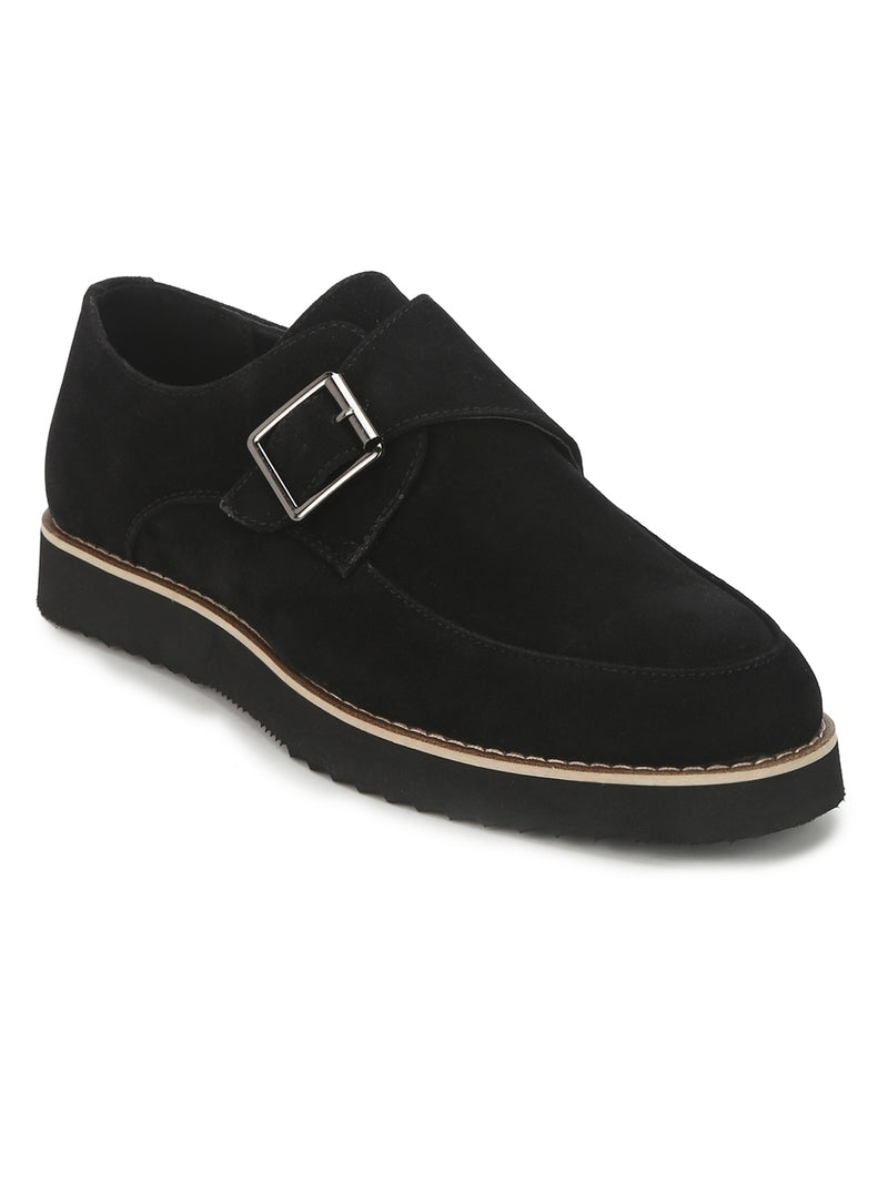 Black Micro Buckle Cleated Bottom Men Loafers