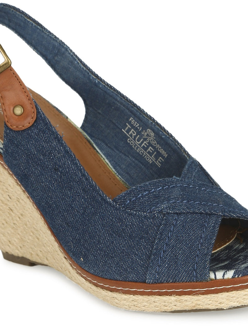 Light Blue Denim Wedges