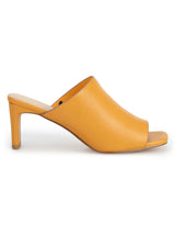 Orange PU Slip-On Slim Block Heels
