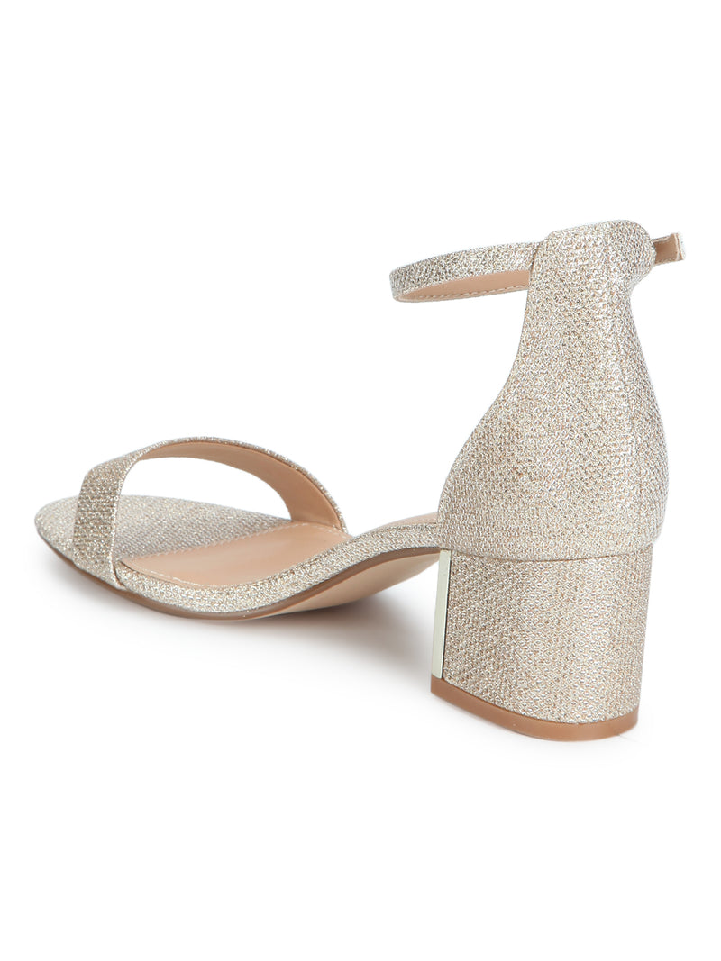 Champagne Silver Double Shaded Low Block Heels