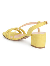 Yellow Micro Double Strap Low Block Heels