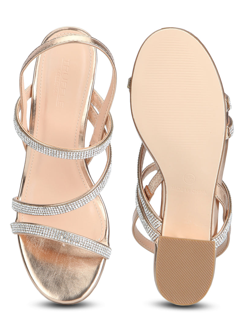 Rose Gold Diamante Strap Sandals