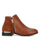 Tan Pu Zipped Detail Ankle Boots