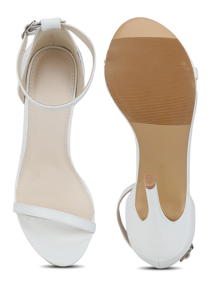 White PU Barely There Stilettos Synthetic