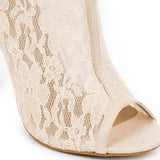 Nude Lace Open Toe Stilleto Ankle Boots