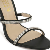Black Stiletto Jewel Wrap Around Sandals