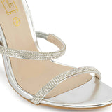 Silver Stiletto Jewel Wrap Around Sandals