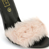 Black Fur Stiletto Sandal