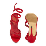 Red Stiletto Wrap Around Leg Sandals