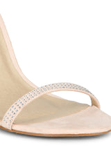 Nude Mircrofibre Diamante Ankle Strap Stiletto Heels