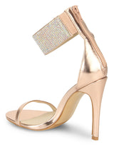 Rose Gold Metallic Diamant Ankle Strap Stiletto Heels