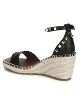 Black Pu Straped Jute Wedges