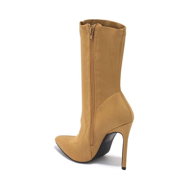 Yellow Lycra Pointed Toe Ankle Boot