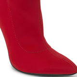 Red Lycra Pointed Toe Ankle Boot