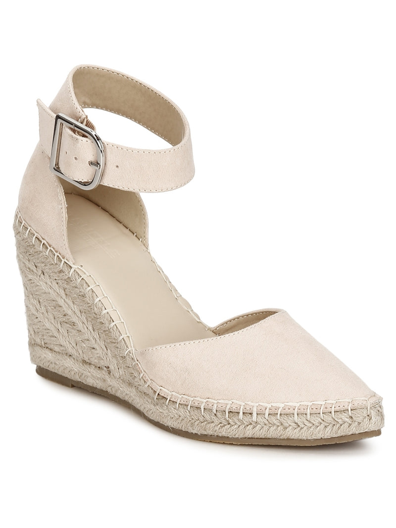 Nude Micro Covered Jute Wedges