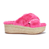 Pink Fur Cross Over Sandal