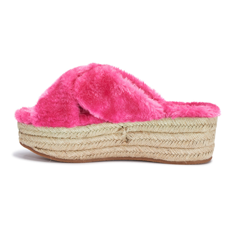 Pink Fur Cross Over Sandal