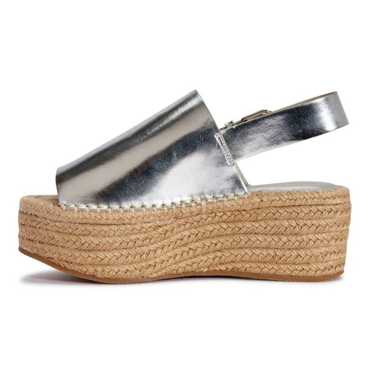 Silver Jute Flatforn Sandal