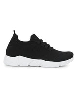 Black Knitted Laced Up Sneakers