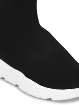Black Knitted Slip-On Sneakers