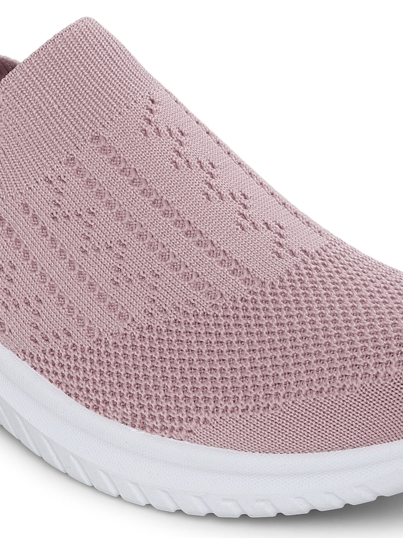 Pink Knitted Slip-On Sneakers