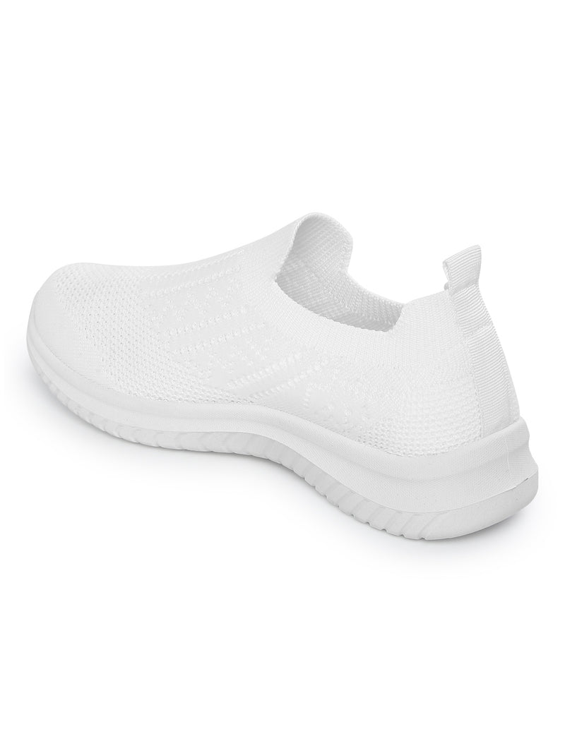 White Knitted Slip-On Sneakers