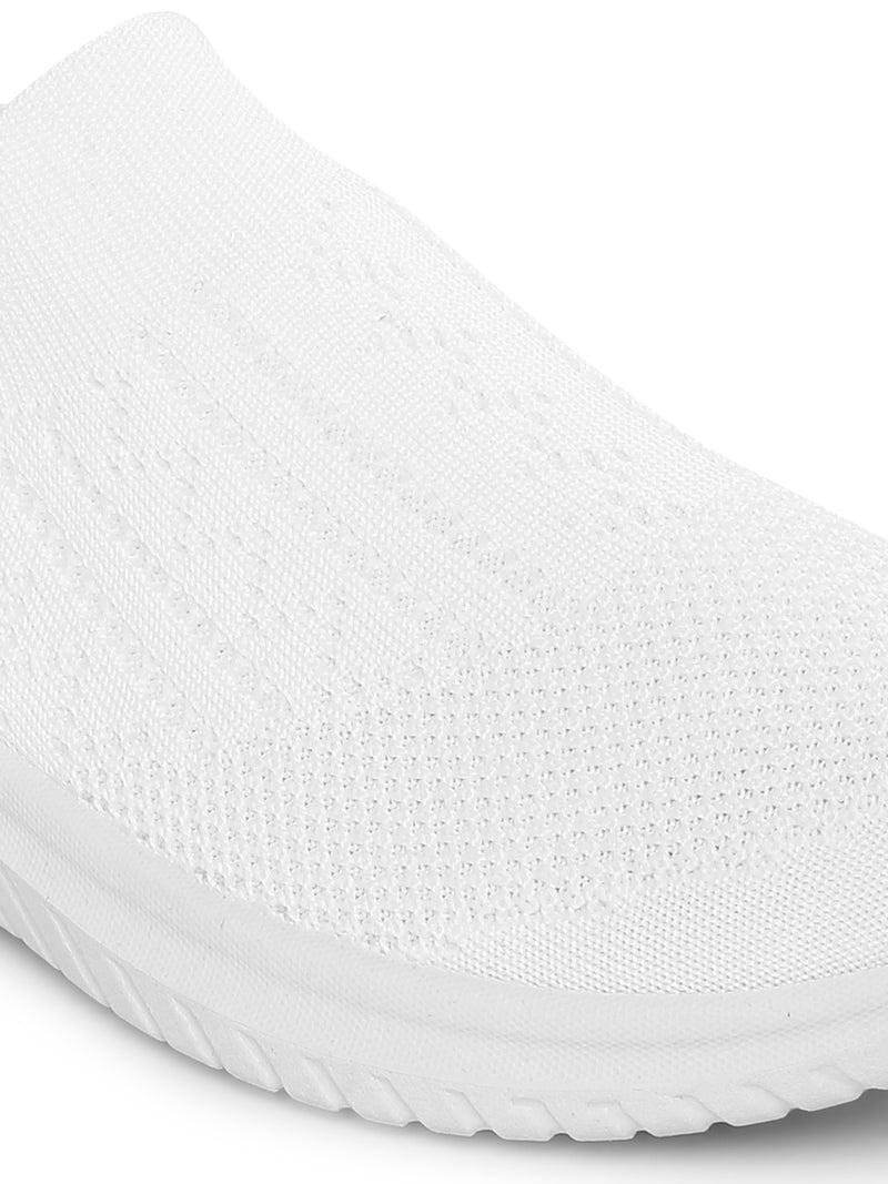 White Knitted Slip-On Sneakers