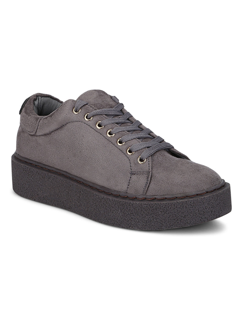Grey Suede Lace-Up Creepers