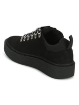 Black Suede Lace-Up Sneakers